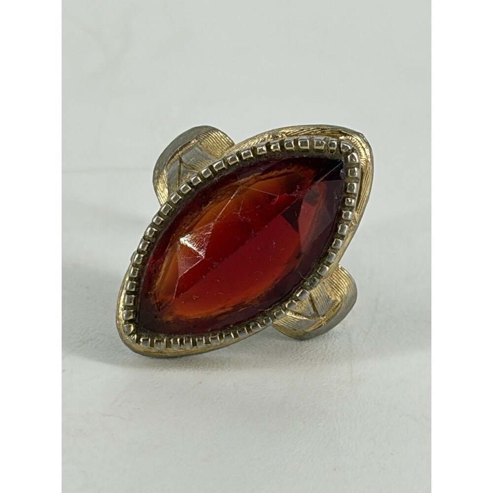 Vintage Florenza cocktail ring large Ruby Rhinestone